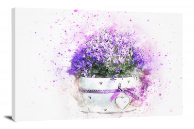 Purple Flowers in a Cup, 2017 - Canvas Wrap