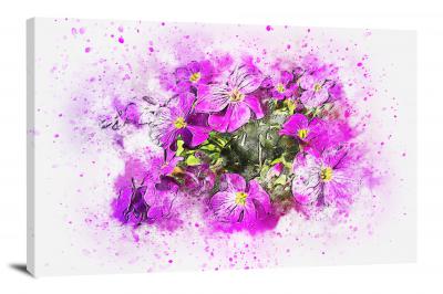 Purple Watercolor Flowers, 2017 - Canvas Wrap