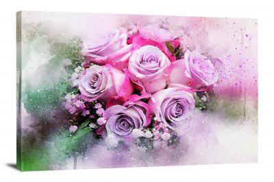 Pink and Purple Roses, 2017 - Canvas Wrap