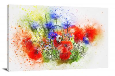 Red White and Blue Flowers, 2017 - Canvas Wrap