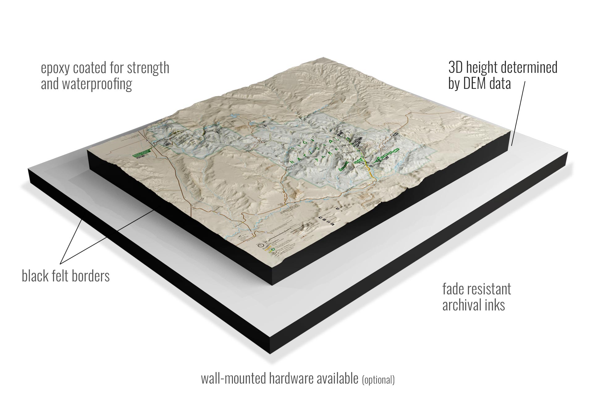 Zions National Park, 2022, NPS 3D Raised Relief Map