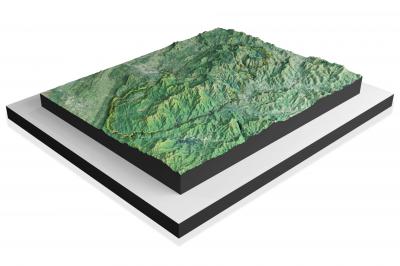 Great Smoky Mountains National Park, Satellite 3D Raised Relief Map