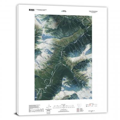 Glacier National Park, 2020, Mount Cannon, MT, USGS Satellite Current Map Canvas Wrap