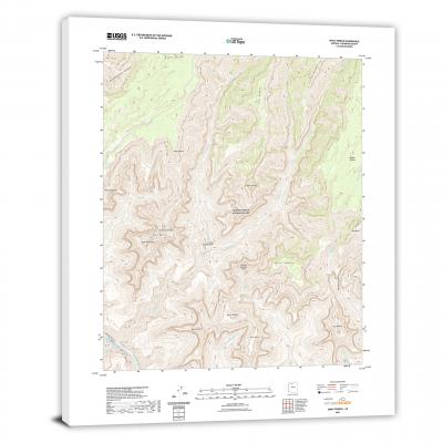 Grand Canyon National Park, Shiva Temple, USGS Current Map Canvas Wrap