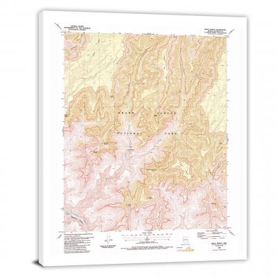 Grand Canyon National Park, Shiva Temple, 1988 USGS Historical Map Canvas Wrap