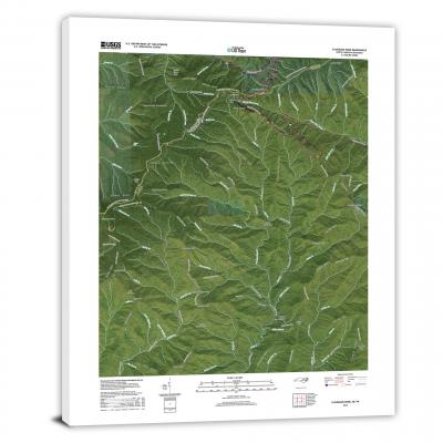 Great Smoky Mountains National Park, Clingmans Dome, USGS Satellite Current Map Canvas Wrap