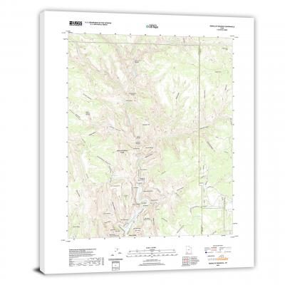 Zions National Park, Temple of Sinawava, 2020, USGS Map Canvas Wrap