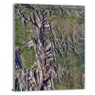 Zions National Park, Temple of Sinawava, 2020, Satellite Map Canvas Wrap