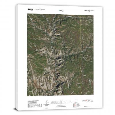 Zions National Park, Temple of Sinawava, 2020, USGS Satellite Map Canvas Wrap